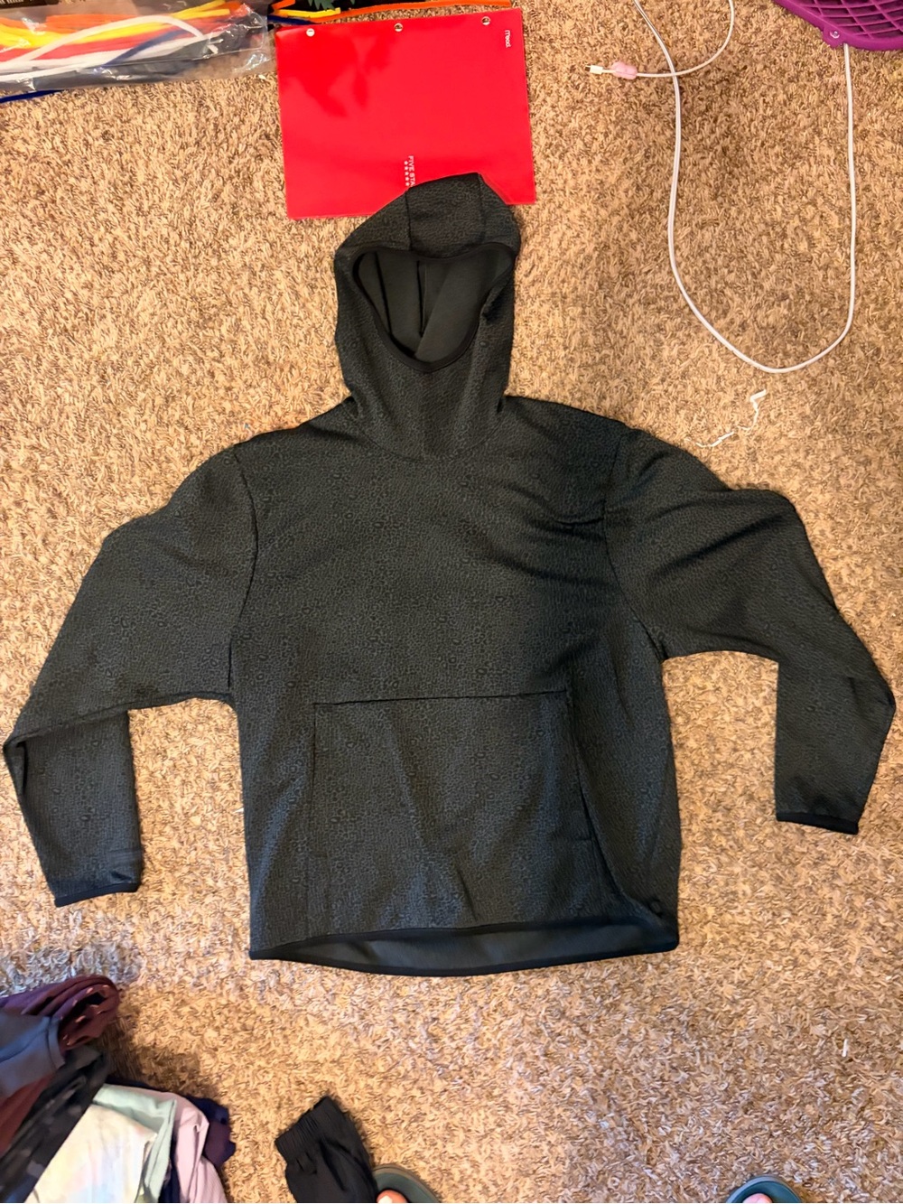 lululemon athletica Black Leopard Print Hooded Pullover